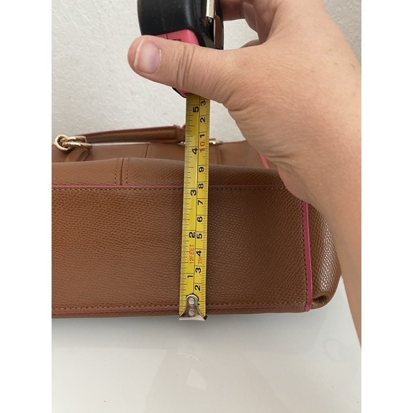 Coach Mini Christie Brown Pebble Leather Pink Trim Pink Lining Zip F37762 - Picture 8 of 16